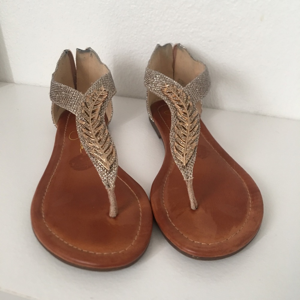 Bronze & Gold Jessica Simpson Feather Sandals